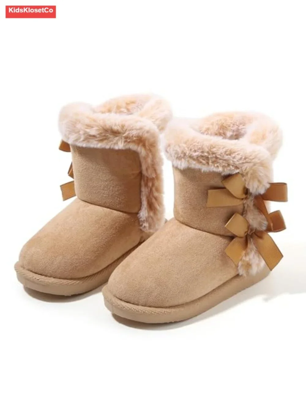 Kids Winter Snow Boots with Faux Fur Lining, Pull-On, Calf High, TPR Sole